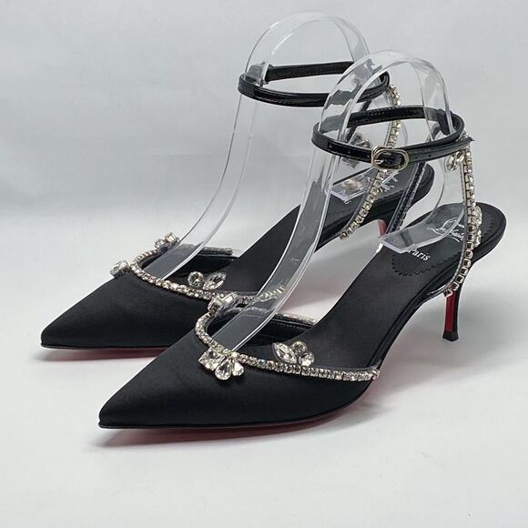 Christian Louboutin Marykate Queen Crystal-Embellished Satin Pumps size 37.5 - Picture 5 of 14